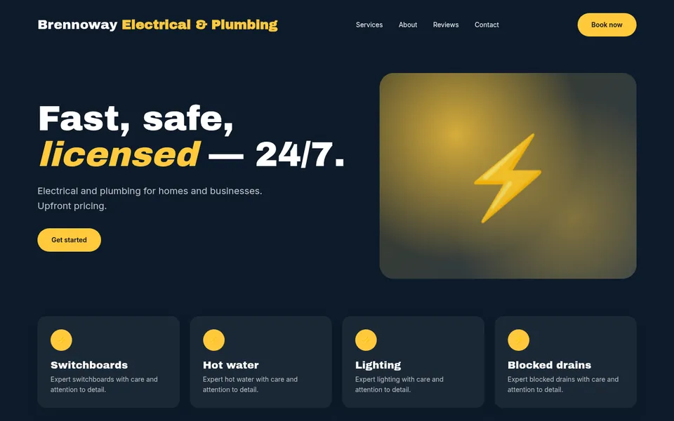 Brennoway Electrical & Plumbing sample homepage