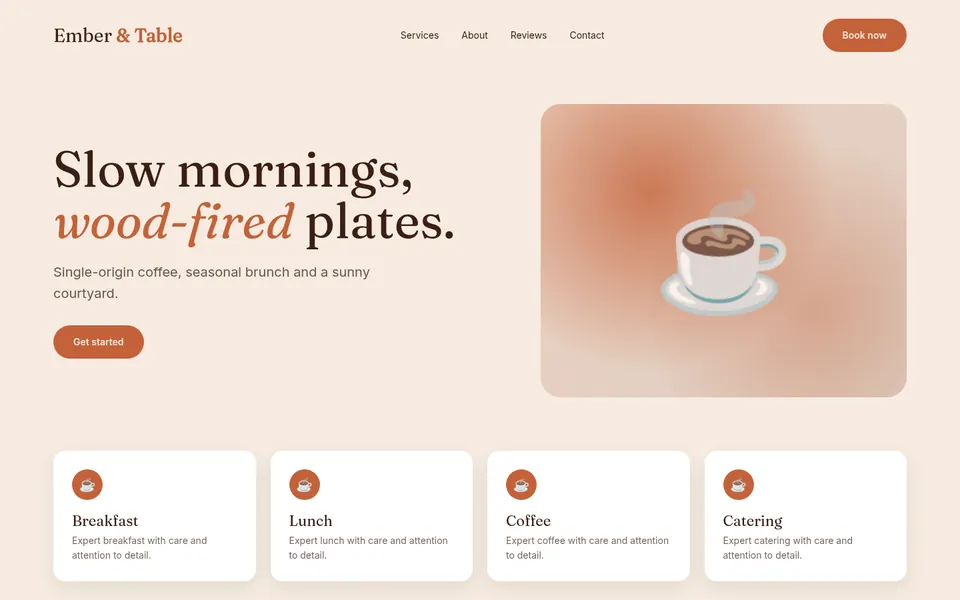 Ember & Table sample homepage