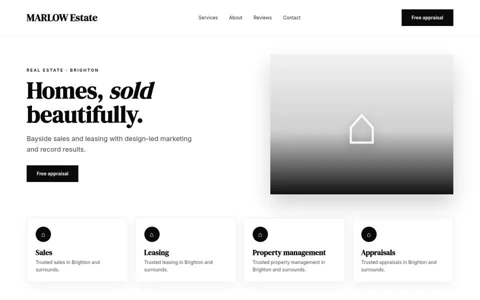 Marlow Estate sample homepage