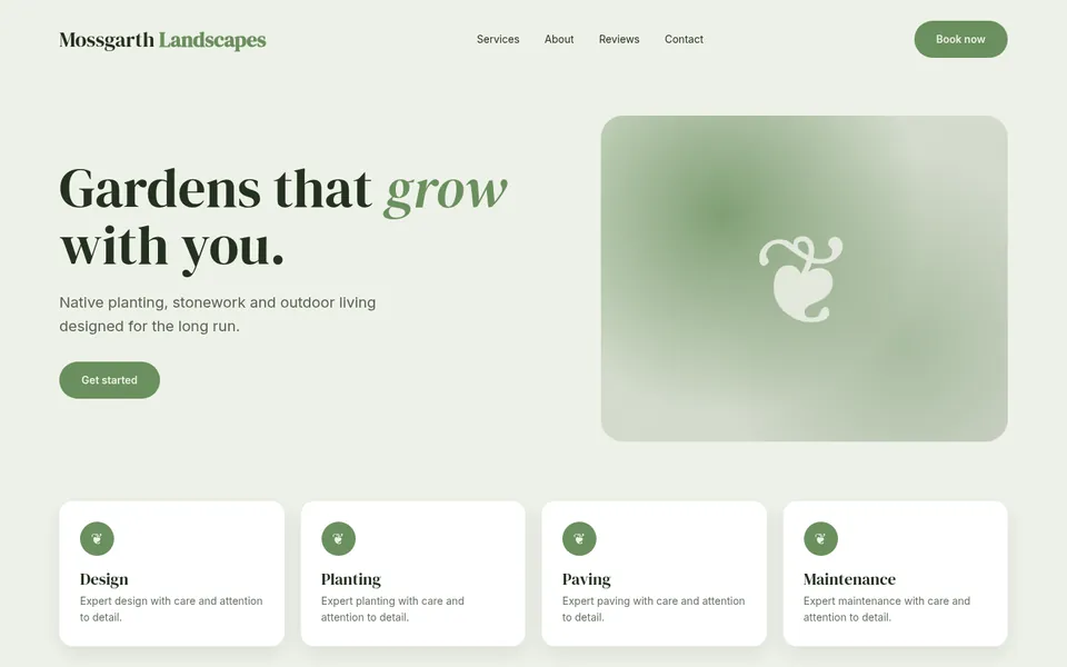Mossgarth Landscapes sample homepage