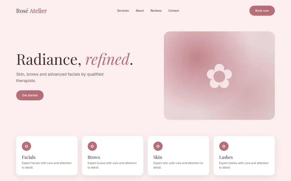Rosé Atelier sample homepage