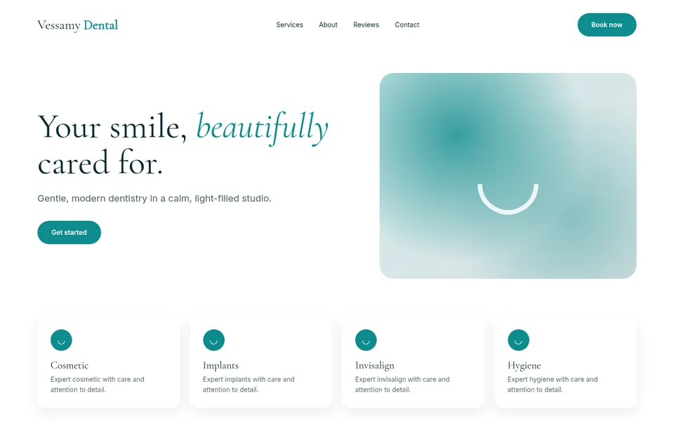 Vessamy Dental sample homepage